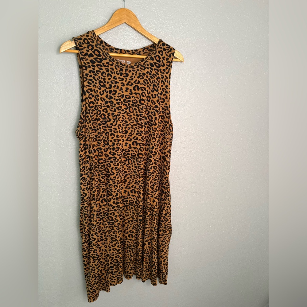 Time and Tru Sleeveless Leopard Midi Dress - Brown and Black